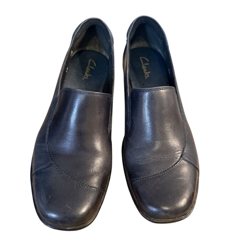 Clarks Bendables Slip On May Poppy Loafers Sz. Black Leather Comfort